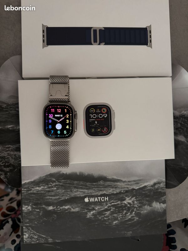 échange montre apple Watch ULTRA 2 Titane White Ocean Band (image 1)
