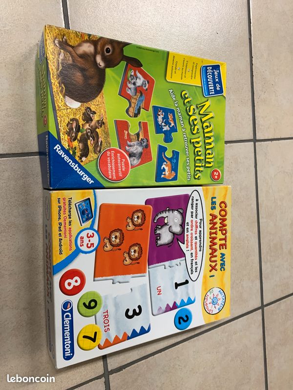 Deux. Puzzles pour enfants, Maman et ses petits et compter avec les animaux (image 1)