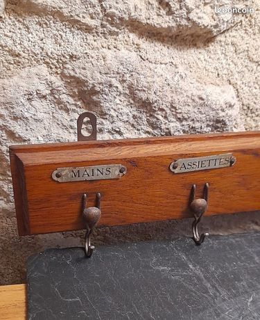 Porte Torchons Vintage En Bois Et Laiton - Mural - Complet - Occasion