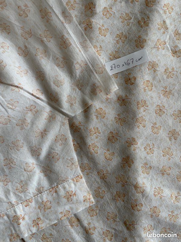 Tissu coton vintage blanc à fleurs oranges (image 6)