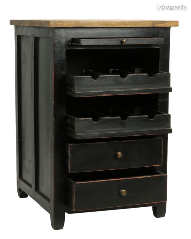 Meuble "porte bouteille" en bois Noir - Decouweb (image 2)