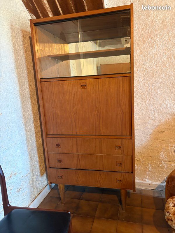 Secrétaire bureau bois vintage années 50/60 (image 1)