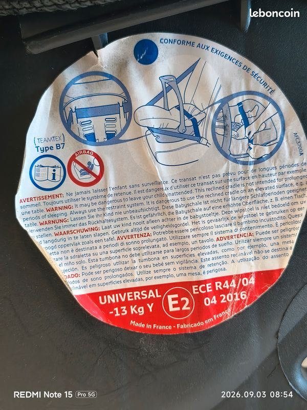 Siège auto cosy bébé (image 3)