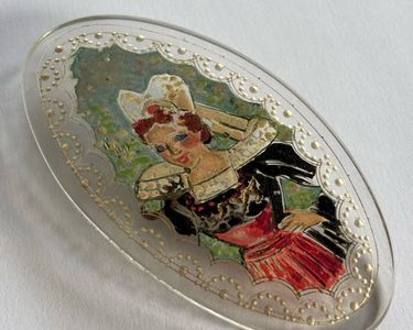 Souvenir broche cloisonné zwaluw met bedeltje Cote D'Azur - Friperie