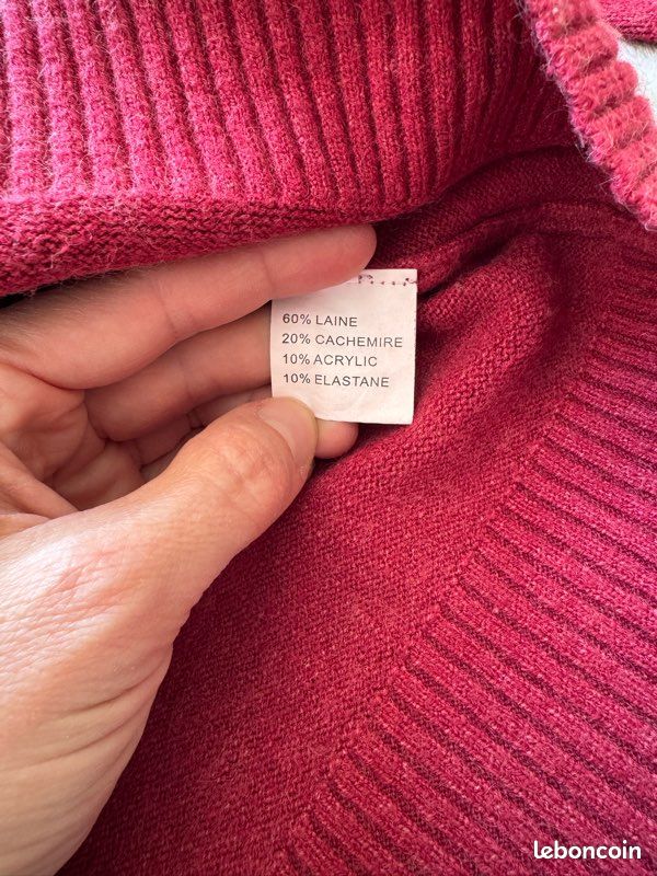 Pull col roulé bordeaux - taille L - Vêtements