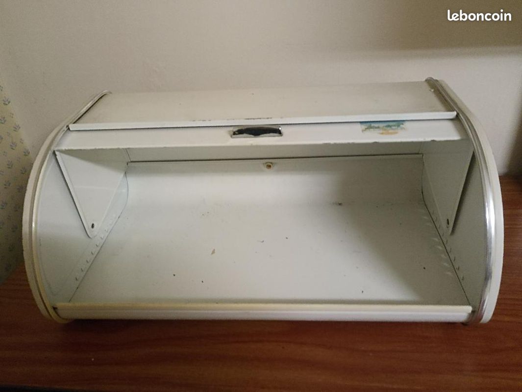 Boîte à Pain Émaillée Neerlandia Emaille – Vintage Retro – 47cm – Blanc Cassé Et Vert