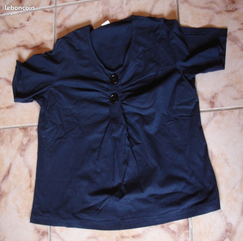 Tee shirt polo femme marine neuf 42 44 boutons (image 1)