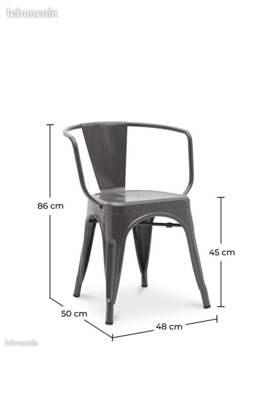 Lot 6 fauteuils métal noir indus Neufs (image 6)