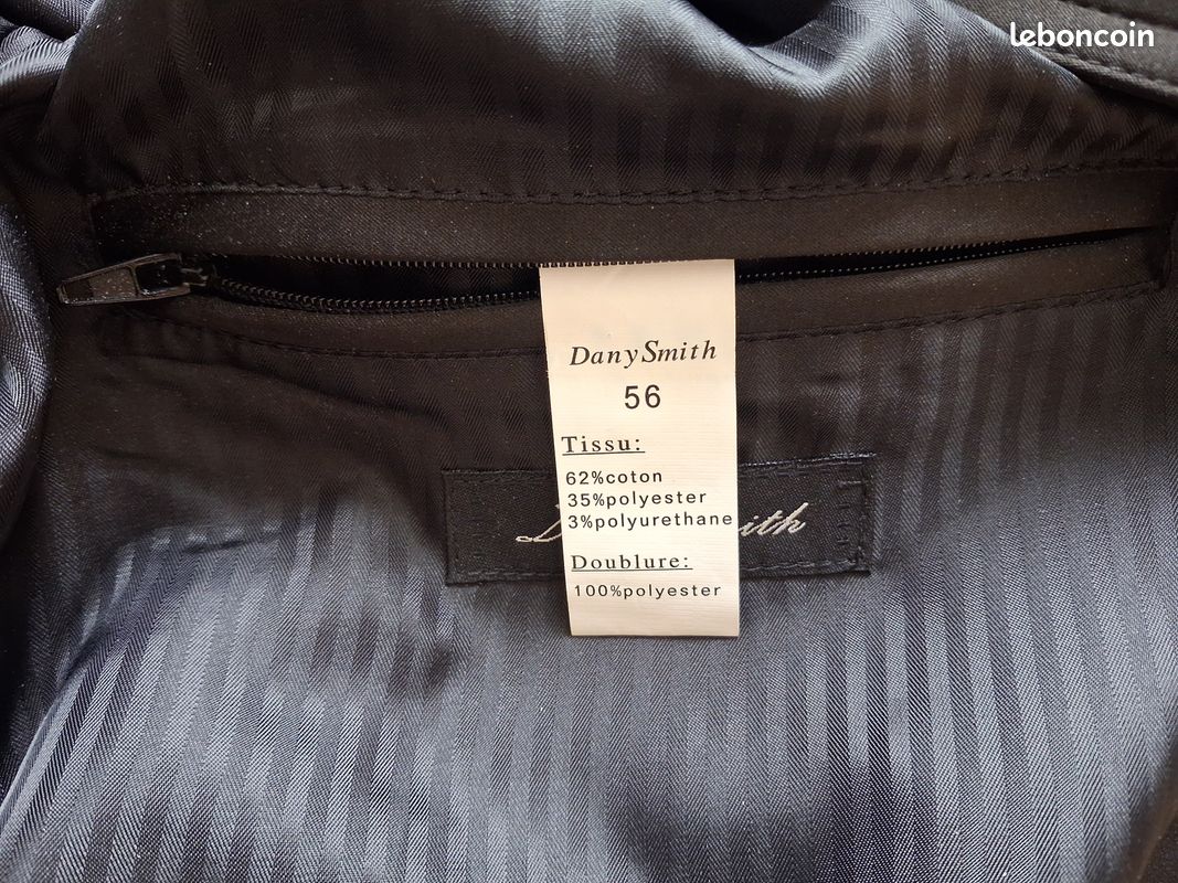 Manteau noir homme déperlant, Dany Smith, taille 56 (image 4)