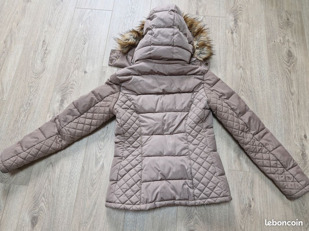Doudoune femme BT London taille S – Beige/taupe – Capuche fourrure – Bon état (image 4)