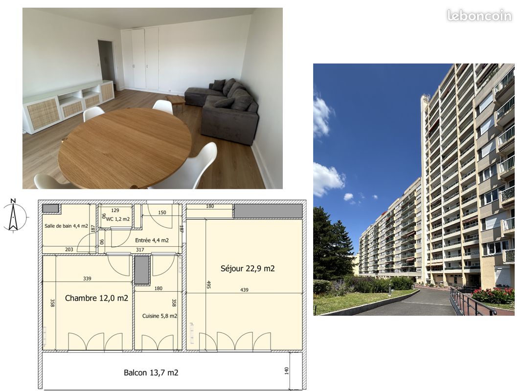 Appartement 2 pièces 50 m² · à Vanves · 49,7 m² · 1 600 €/mois