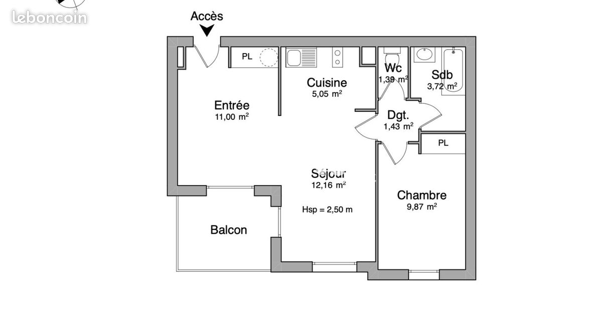 Appartement 2 pièces 45 m² · à Valenciennes · 45 m² · 573 €/mois