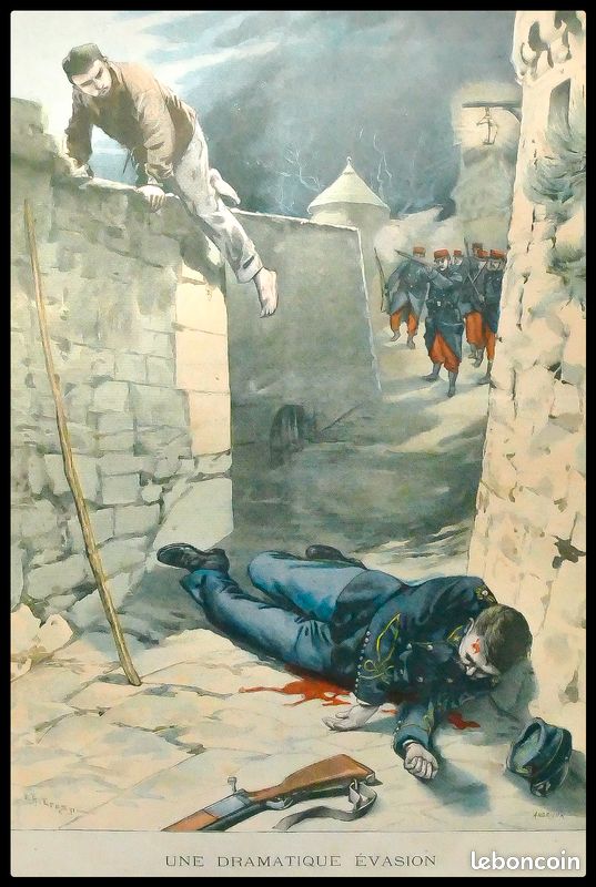 Gravure ancienne " Une dramatique évasion " (image 1)