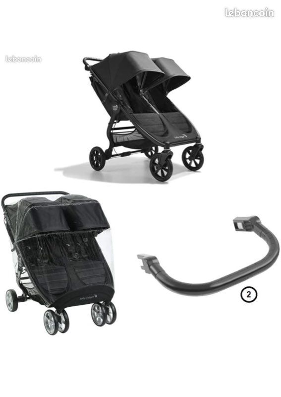 Poussette double Baby Jogger City Mini GT2 barres ventrales