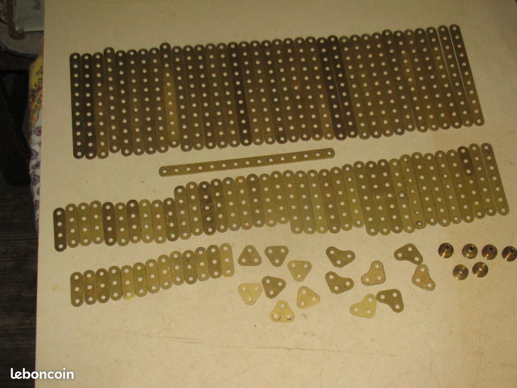 Lot De 3 Bandes Coudées Meccano 60x38 Mm - Réf. 47, Métal, Occasion Proche Du Neuf