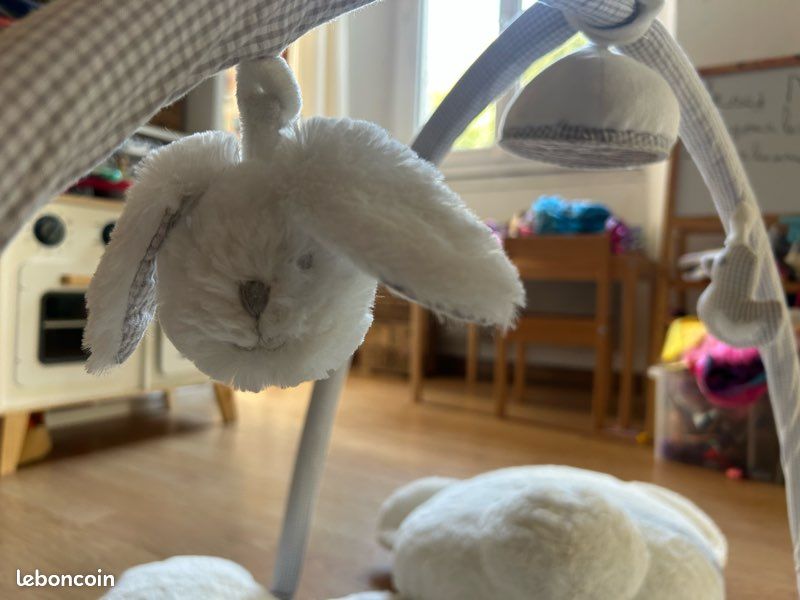 Tapis d'éveil bébé rond ours blanc D90 (image 4)