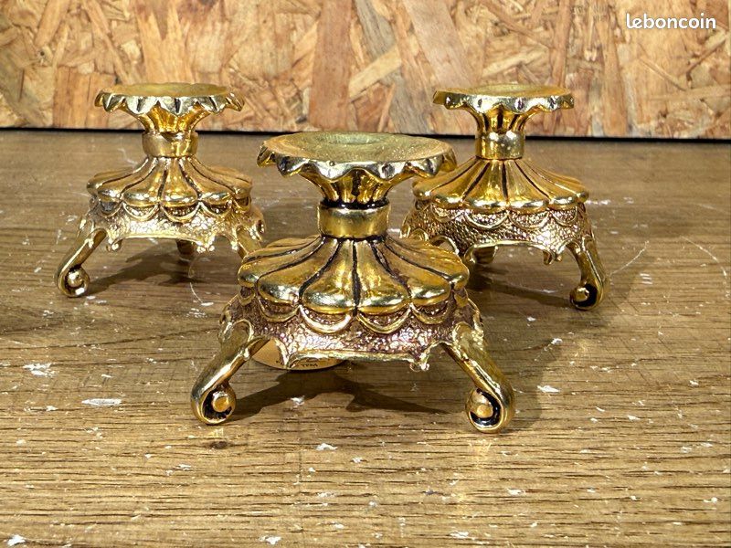 Lot 3 socles présentoirs œuf House of Fabergé Franklin Mint dorés vintage (image 1)