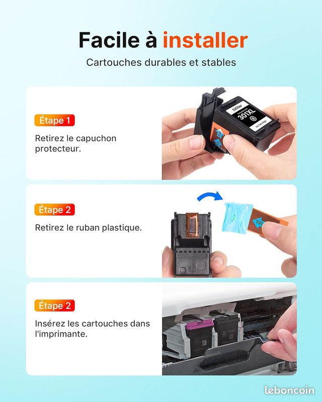 Lot De 2 Cartouches D'Encre Noire 301 XL Compatibles HP - Pour Envy 5530 Et Autres Modèles