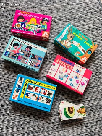Jeu De Dominos Ancien Fernand Nathan Paris Vintage - Occasion, Incomplet, Marque Nathan