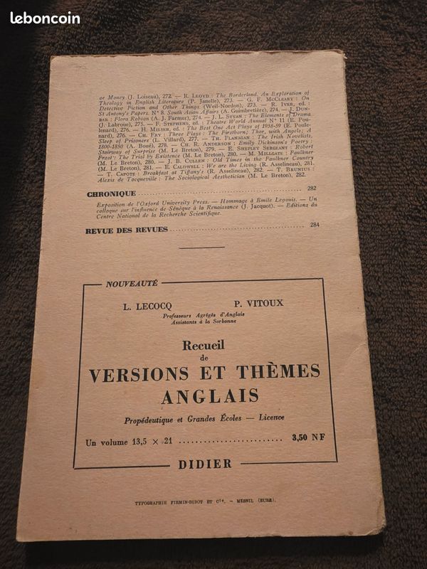 Etudes anglaises vue de dos — LBC AT'Brocante Troyes