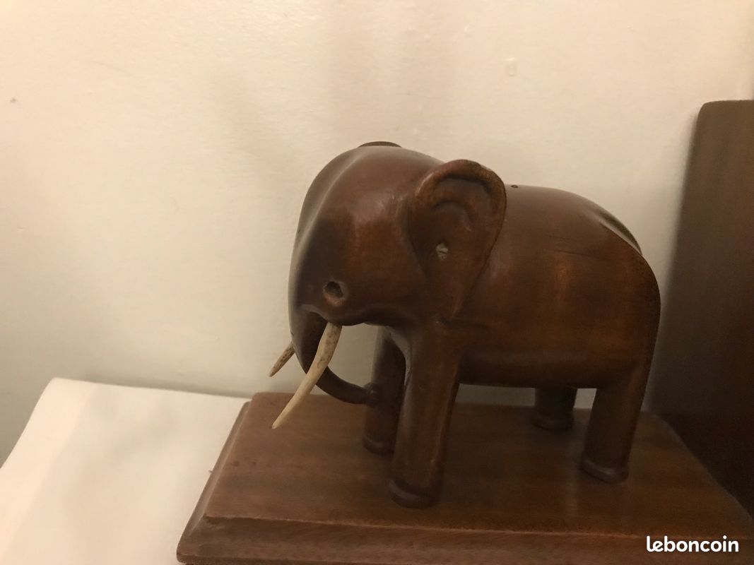Serre livre éléphant en bois années 1960 (image 2)
