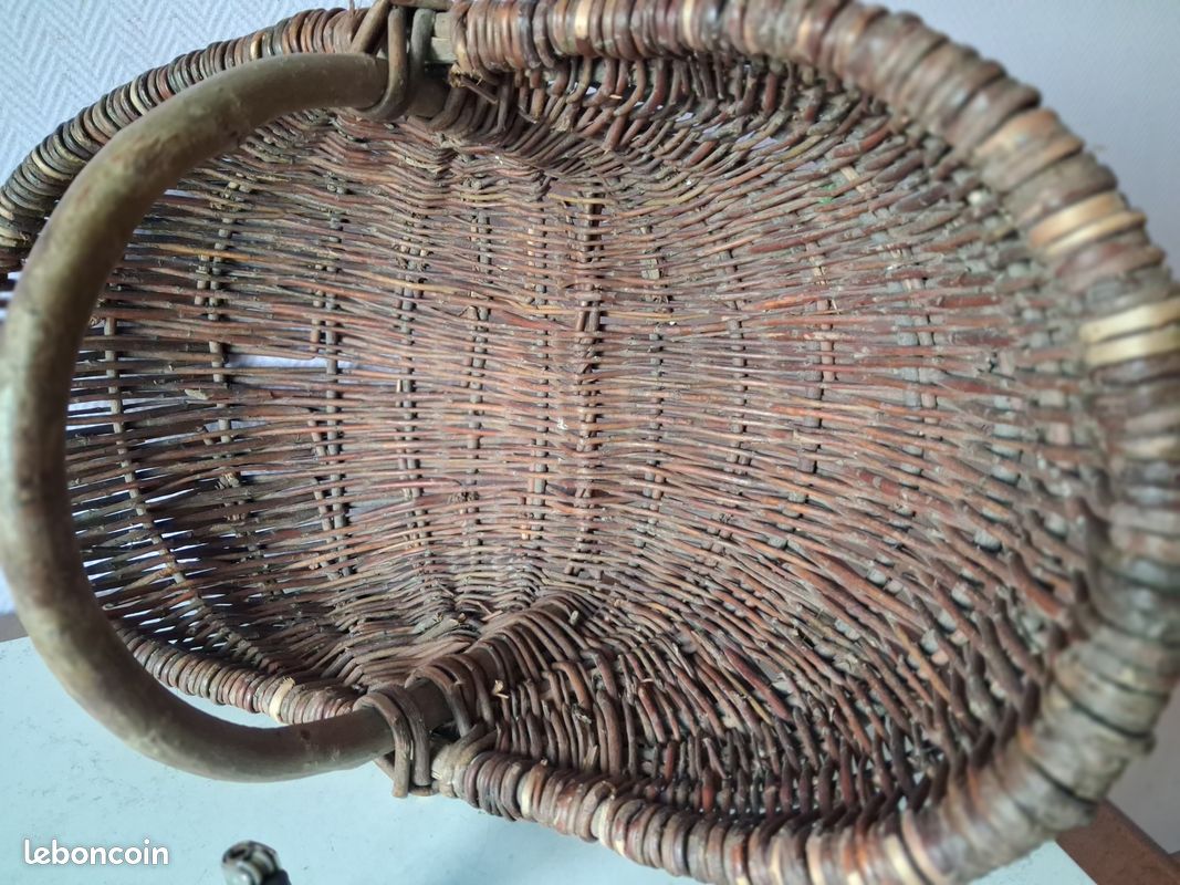 Grand Panier En Osier Vintage Avec Anse - Idéal Pour Les Courses, Champignons Ou Déco