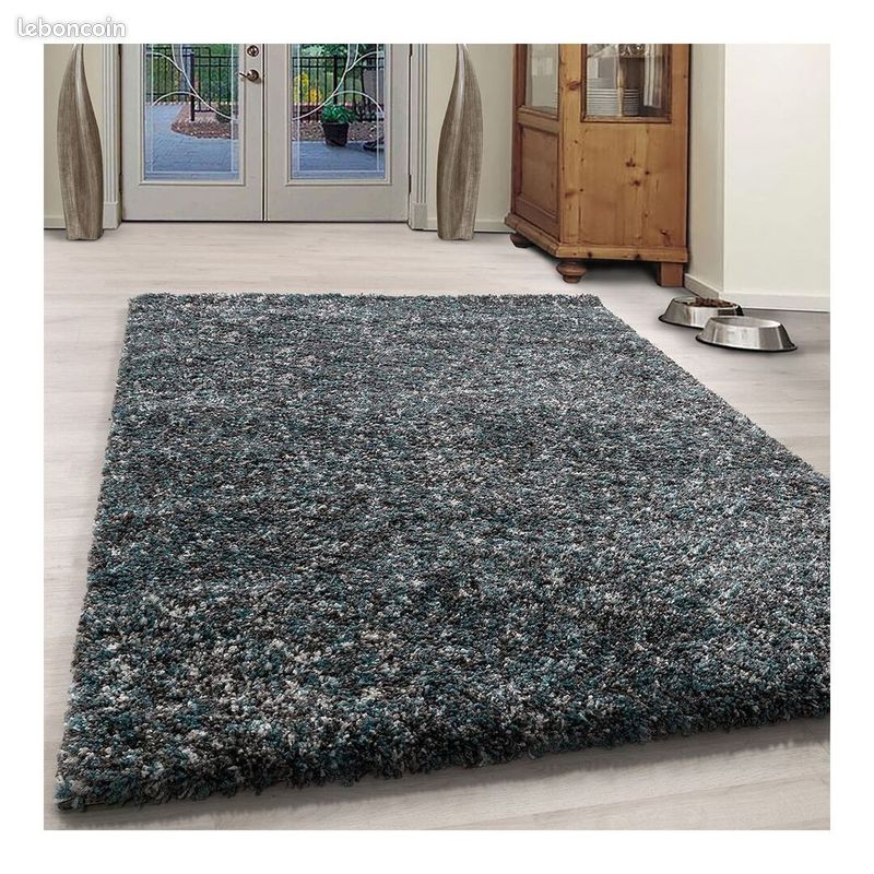 Tapis shaggy rectangle bicolore moderne Benno Bleu 60x110 (image 2)
