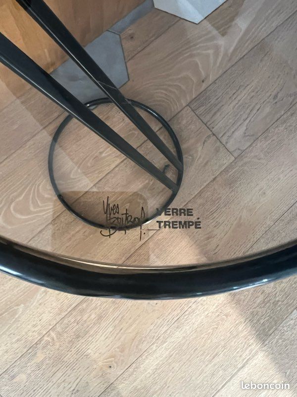 Table d’appoint Yves Boutboul – Métal & verre – Design vintage (image 5)