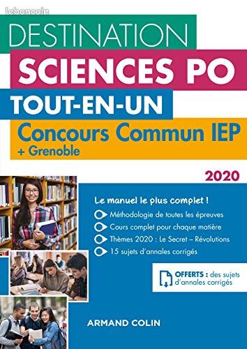 Destination Sciences Po - Concours commun IEP 2020 + Grenoble: Tout-en-un (2020) (image 1)