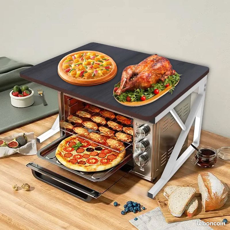 Support Four à Micro-Ondes à Charge Lourde, Meuble Rangement de Cuisine Support Four Micro-Ondes 54*35*34.5cm (Noir) (image 2)