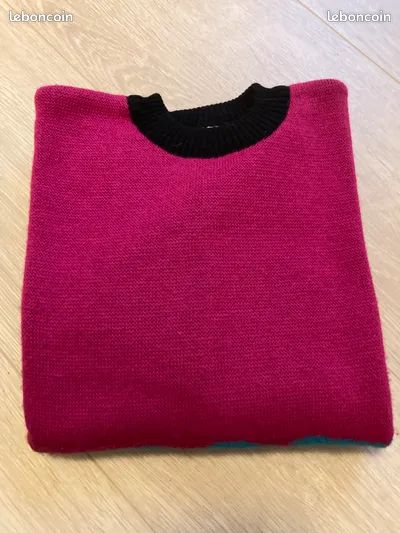 Pull Sportif Vintage Années 60 Rouge Foncé - Taille 14 Fille, 100% Acrylique, Neuf Avec étiquettes