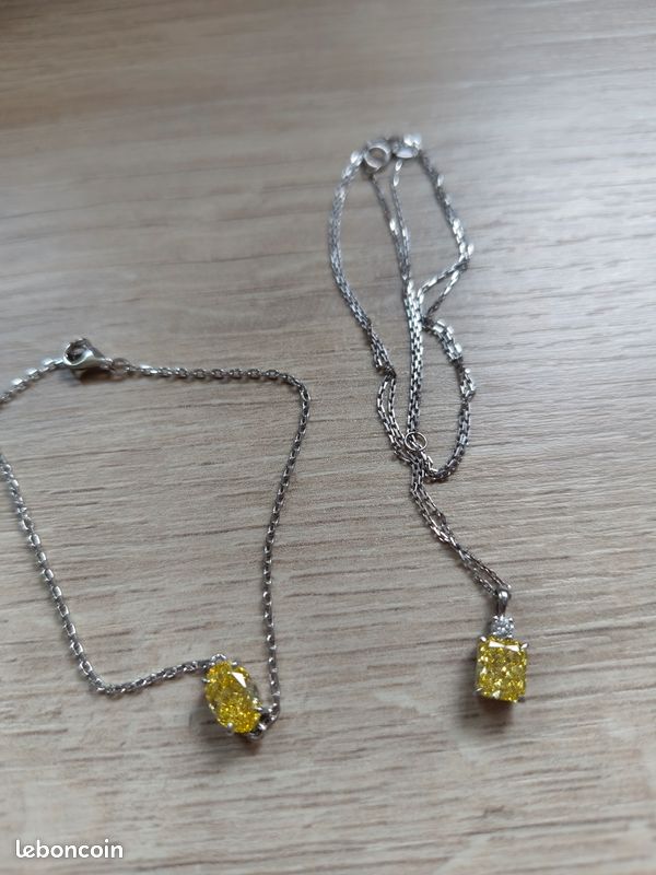 Pendentif diamond de laboratoire jaune 1 carat (image 4)