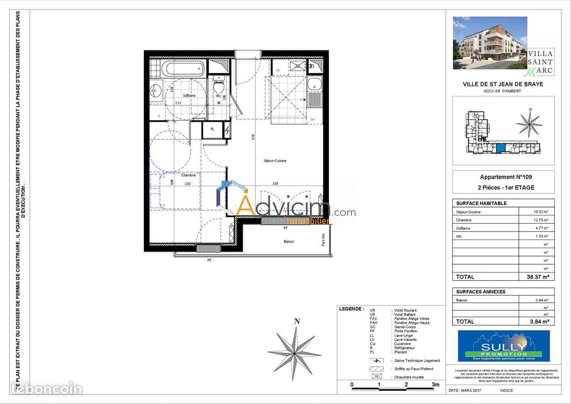 Appartement 2 pièces 38 m² · à Saint-Jean-de-Braye · 38 m² · 540 €/mois