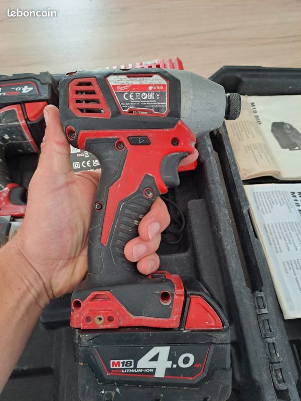Pack Milwaukee M18 complet - Perceuse M18 BPD + Visseuse choc M18 BID + 2 Batteries 4.0Ah (image 5)