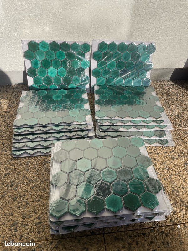 Mosaique Aspect Star Ceramique mix vert brillant - 10 feuilles de mosaique - Mos