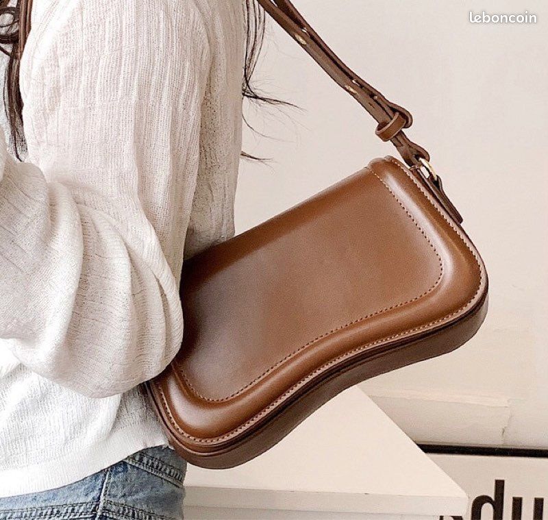 Sac à bandoulière marron tout neuf avec forme jolie et chic sac à main fashion (image 2)