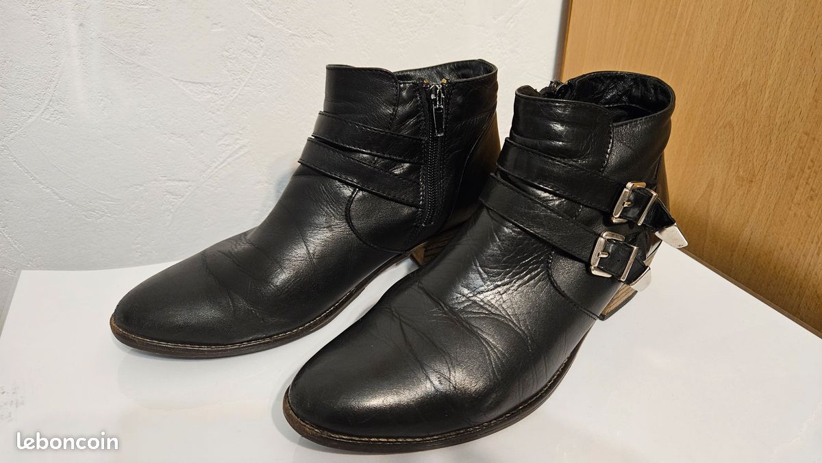 Bottines femme cuir fermeture éclair Chaussures