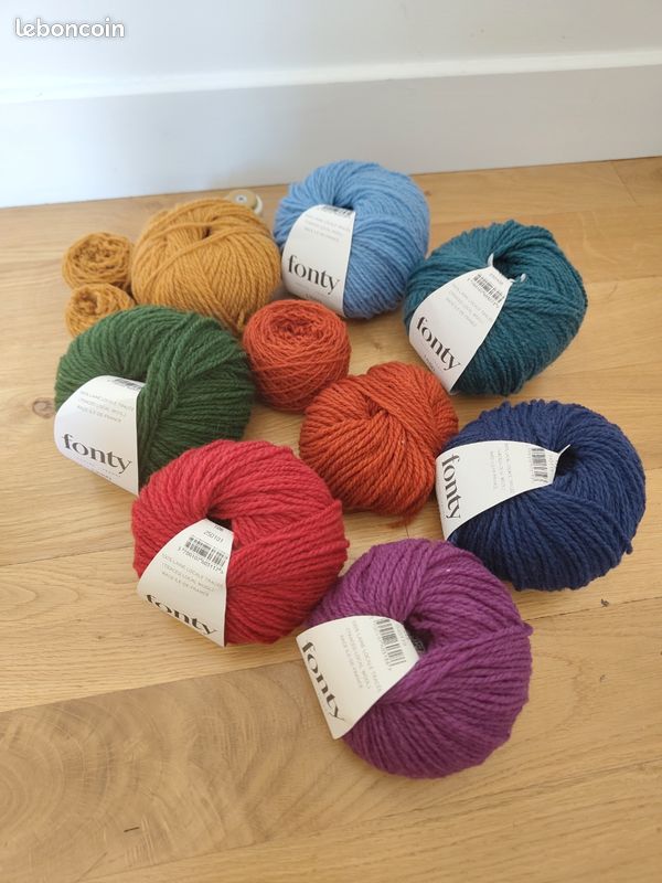 Lot De 8 Pelotes De Laine Fantaisie Bleu Et Marron, 330g Total - Idéal Pour Tricot