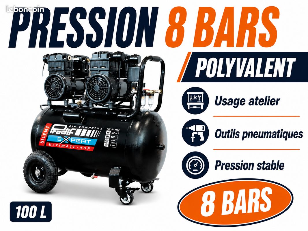 Compresseur 4CV silencieux 100L – AEROCAP, fabricant sableuse aérogommeuse (image 3)