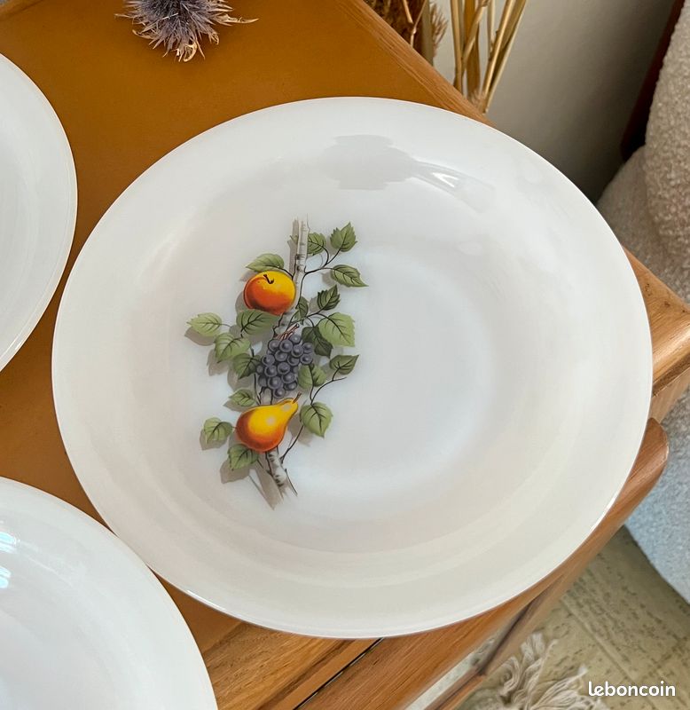 Lot De 7 Assiettes Creuses Arcopal Vintage – Thème Automne, Légumes