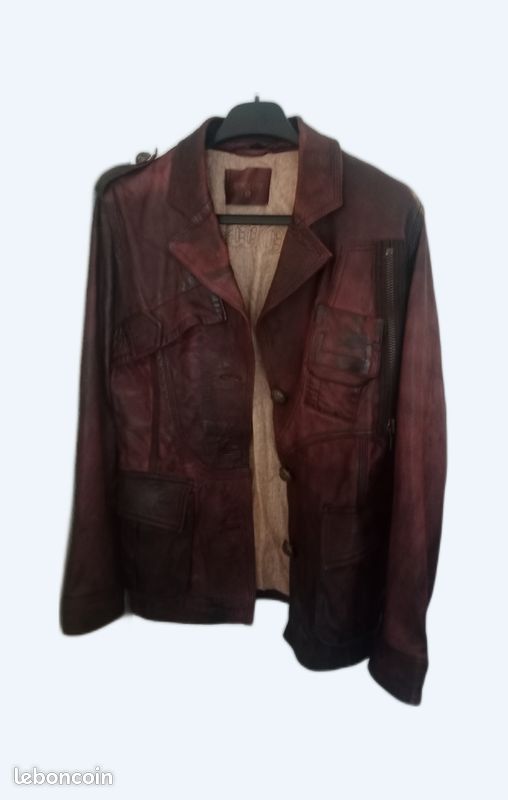 Veste cuir bordeaux femme oakwook (image 1)
