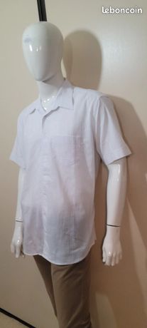 Chemise Homme Devred Manches Courtes - Taille XXL (2XL) - Blanc - Coton/lin - Occasion Très Bon état