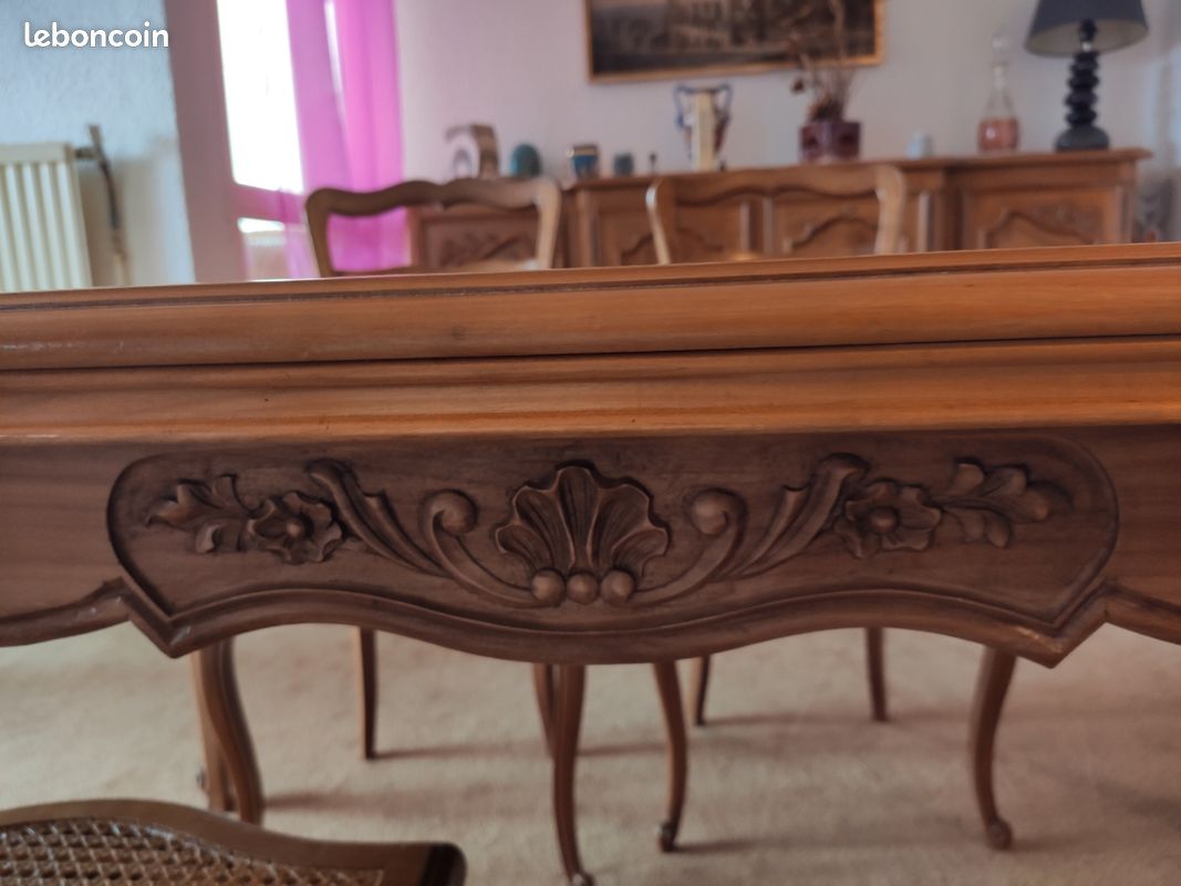 Table marquetée régence massif 4 chaises (image 8)