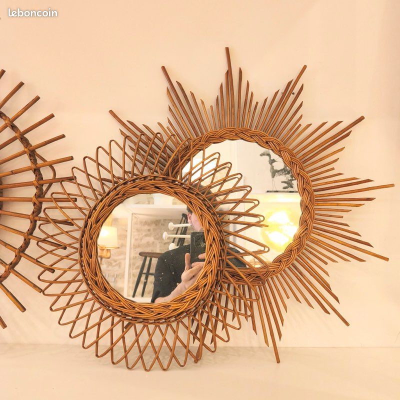 Miroir rotin/osier vintage (image 2)