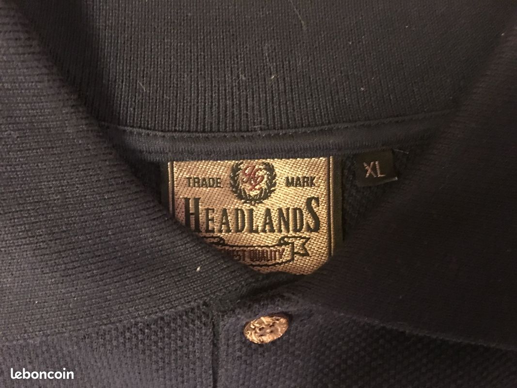 Pull polo HEADLANDS bleu ardoise lin cot T XL neuf (image 3)