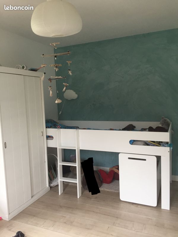 Lit mi-hauteur en 90 avec matelas (image 1)