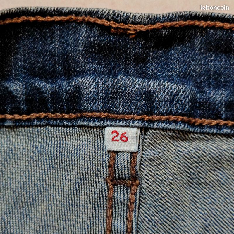 Short Levi’s femme W26 bleu denim recoupé taille FR 34/36 vintage #cdp447 (image 6)