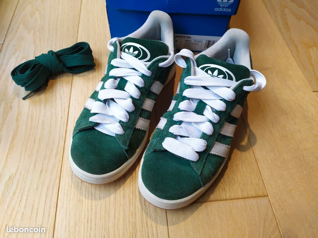 adidas gazelle silver green womens Adidas Campus 00s Dark Green Cloud White main image 1