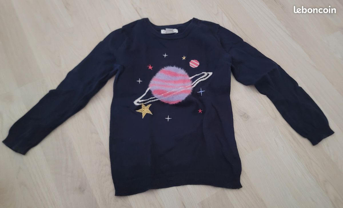 Pull Fille White Stuff – Bleu Imprimé étoiles – Laine Mélangée – 7-8 Ans