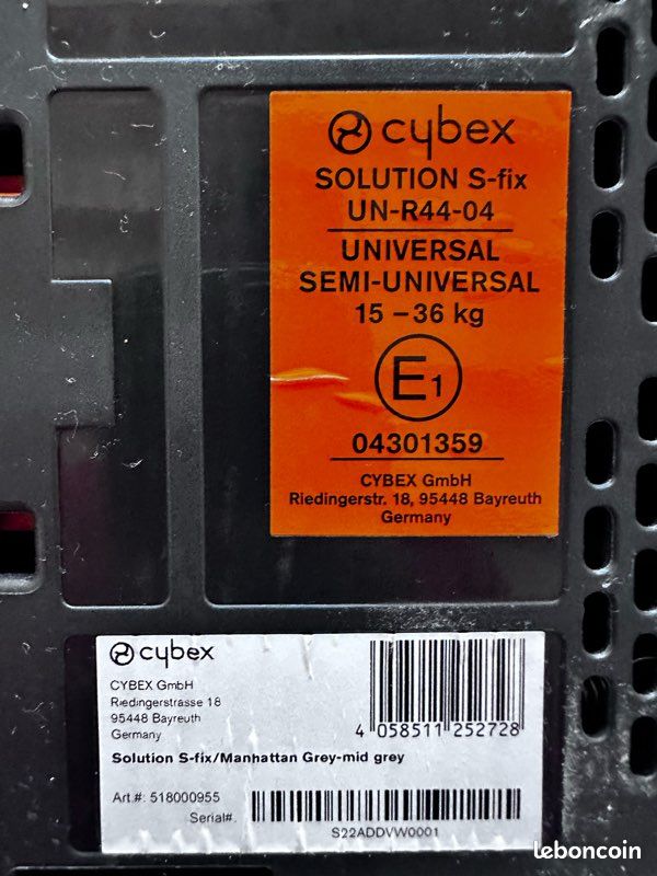 Siège Cybex solution s fix 15-36 kg Équipement bébé